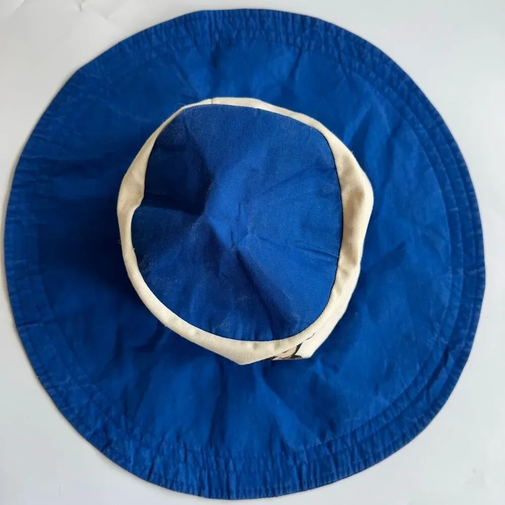 Vintage Walt Disney Production Mickey Mouse Wide Brim Hat Blue White Made In USA
